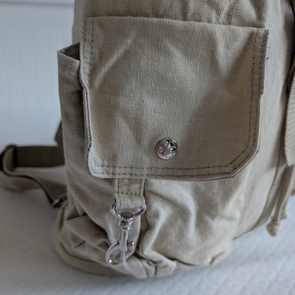 Vintage Disney Winnie The Pooh Beige Canvas Backpack, pockets drawstring Y2K - Picture 6 of 15